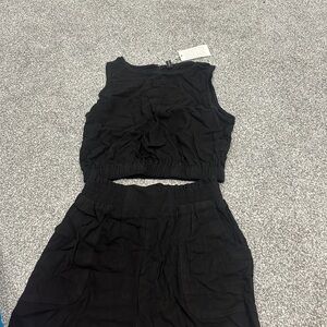 Black Sleeveless Top and Shorts Set